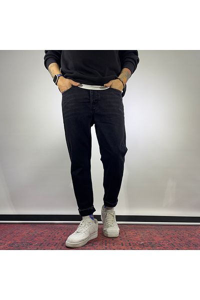 higo Μαύρο ανδρικό Boyfriend Jean με λεπτομέρεια στα πόδια