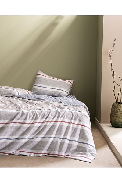 Madame Coco Σετ Παπλωματοθήκη Burcet Double 100% Cotton Ranforce Printed - Γκρι