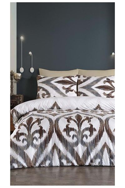JOLLY HOME Σετ Παπλωματοθήκη με Καπιτονέ Διπλό 4 Εποχών-arya Brown