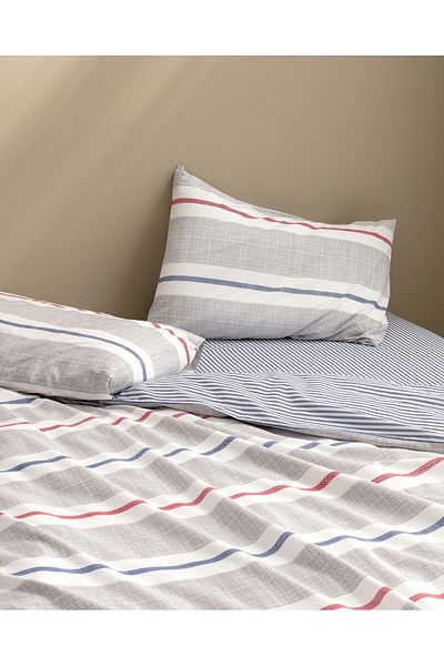 Madame Coco Σετ Παπλωματοθήκη Burcet Double 100% Cotton Ranforce Printed - Γκρι