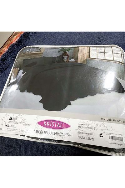 Kristal Anthracite Microplush Double Bedspread - 260x240