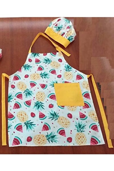 Mandaş Şapkalı Mutfak Önlüğü, Aşçı Önlüğü Seti (Yetişkinler İçin) v17 Sarı An...