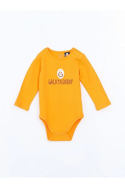 LC Waikiki Lcw Baby - Orange Printed Snap Fastener Bodysuit and Sweatpants for Baby Boy Set of 2