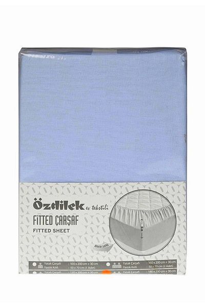 Özdilek Özdilek Fitted Elastic Double Sheet Set (160X200)-Sky Blue