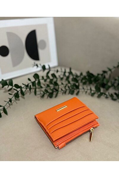 Moda Sekiz Жіночий помаранчевий гаманець з 13 відділеннями та магнітною застібкою
