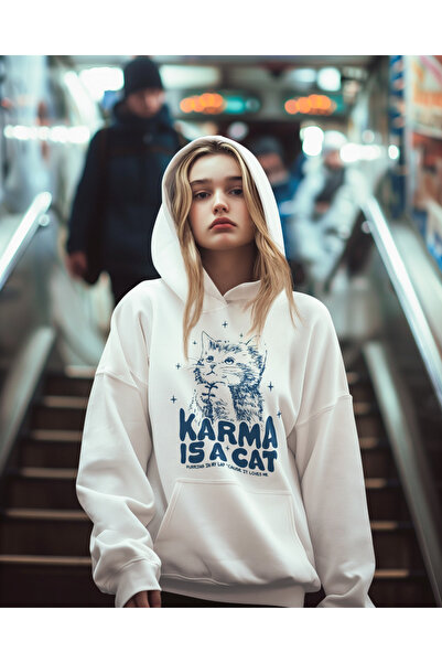 SEVBANO Karma Is A Cat Napisano Unisex Oversize Taylor Swift Hoodie