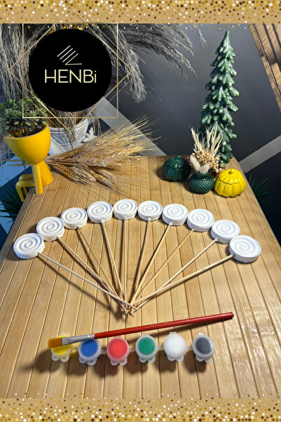 HENBi 10 Adet Çiçek Taş Boyama Seti Anne Ve Çocuk Etkinliği Taş Boyama Saksı ...