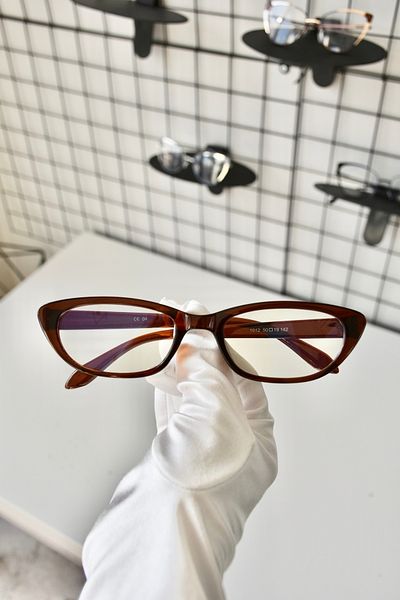 LOOKUP NEW 50 Ekartman Brown Clear Cat Eye Bone Women Men Blue Light Protection Blue Block Screen Goggles