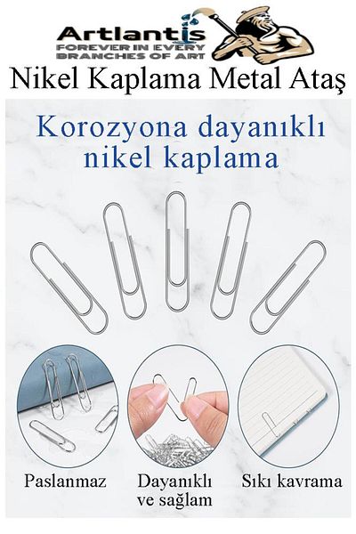 AKBELLİ GROUP Metal Paper Clip No 4 33 mm 250 Li 1 Pack Nickel Plated Metal Paper Clip Durable Rustproof 20 Sheet Capacity