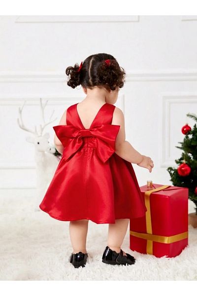 HSNLİFE Baby Girl Dress Angel Model Satin Christmas Birthday Dress