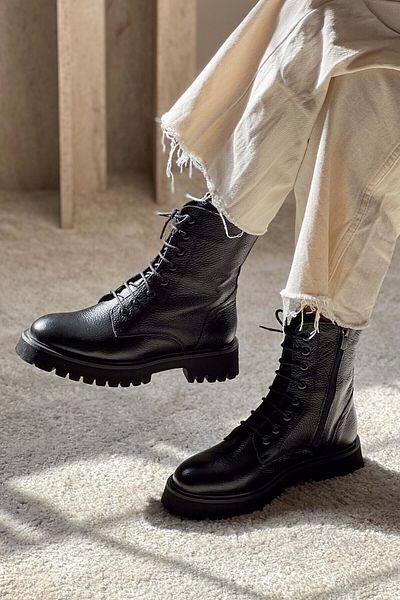 NİŞANTAŞI SHOES Dámské šněrovací boty Tempest z pravé kůže na podpatku