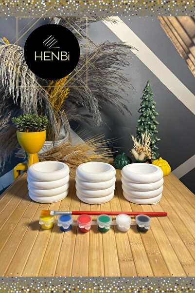 HENBi Taş Boyama Seti Küçük Saksı Büst Figür Boyama Çocuk Gelişimi Çocuk Etki...