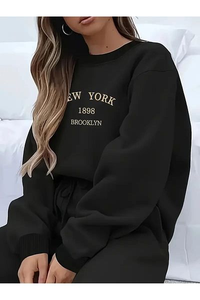 LAND MODA Unisex Μαύρο φούτερ Crew Neck