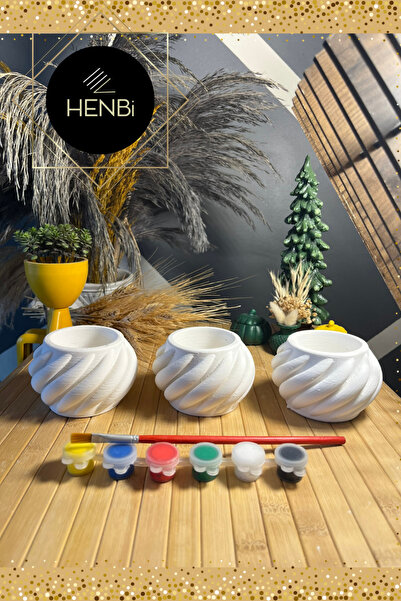 HENBi Taş Boyama Seti Küçük Saksı Büst Figür Boyama Çocuk Gelişimi Çocuk Etki...