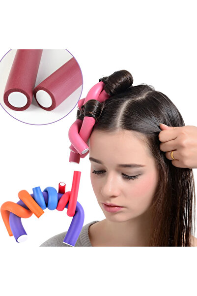 MutluBiDünya 10 Adet Sosis Bigudi Isısız Saç Şekillendirici