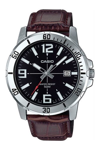 Casio Case Silver Cord Brown Color Men's Wristwatch