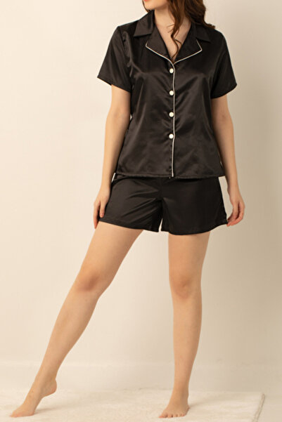 ZENCHES Σετ Πιτζάμες Σατέν με Κοντομάνικο Σορτς