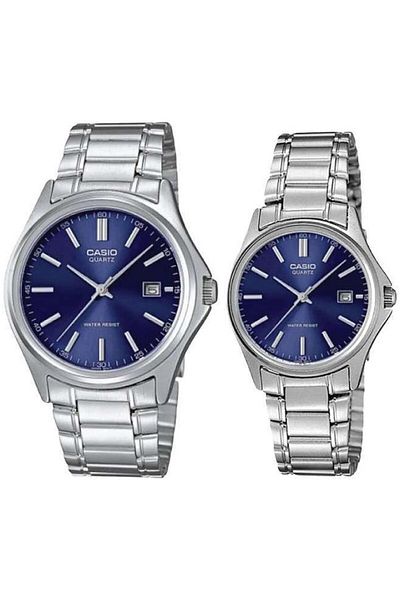 Casio Lover Couple Wristwatch with Navy Blue Dial and Gray Color Guaranteed