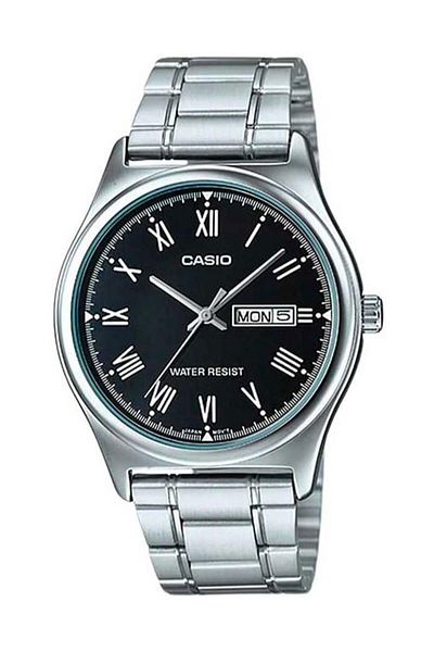 Casio Silver Color Calendar and Casual Men's Wrist Watch with Black Cord