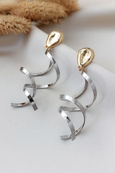 COSİTA Gold ve Silver Spiral Tasarımlı Modern Şık Küpe