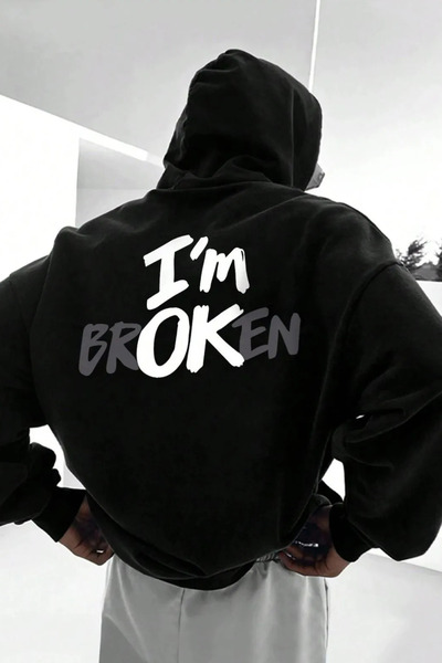 FECCY I'm Broken3 Συμπαγές βαμβακερό ανδρικό φούτερ - Άνετη εφαρμογή εσωτερικά