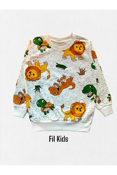 Fil Kids Set de pijamale de iarnă pentru băieți, din bumbac, țestoasă albă, Dino Lion Safari