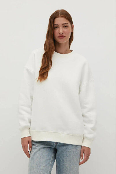 FECCY Γκρι μελανζέ βαμβακερό γυναικείο φούτερ oversized - Λαιμόκοψη ποδηλάτου...