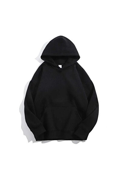 Butik سويت شيرت قطني أساسي للجنسين بغطاء رأس قصة فضفاضة واسع بثلاثة خيوط