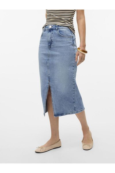 Vero Moda Jeansrock VMNATALIE Hohe Taille Midirock