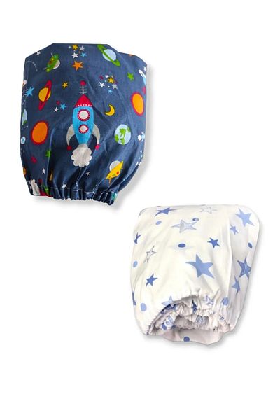 Babynia Lenjerie de pat pentru copii din bumbac 90x190 (2 bucăți) Galaxy And Blue Stars