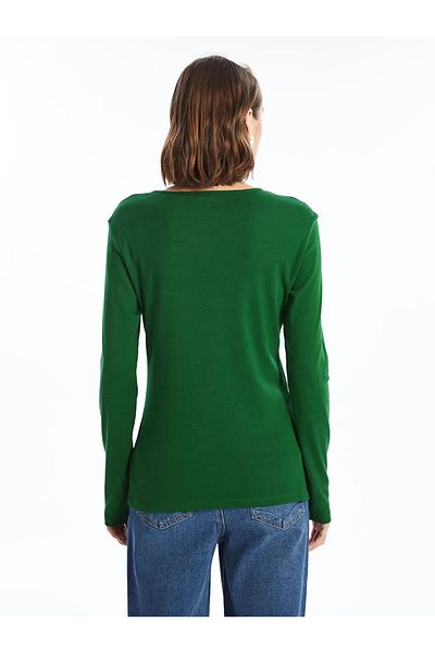 LC Waikiki LCWAIKIKI Basic Green Crew Neck Απλό μακρυμάνικο γυναικείο κορμάκι