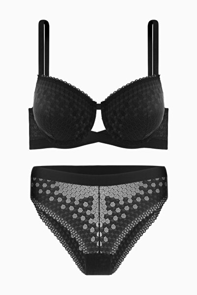 Wonna Σετ εσώρουχα με δαντέλα με λεπτομέρεια από καουτσούκ - Επενδεδυμένο - Μ...