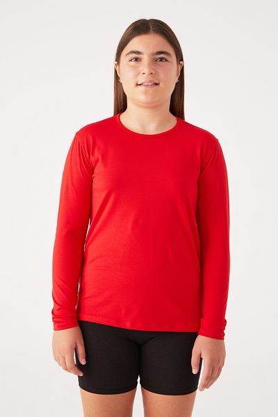 Almila Tricou cu mânecă lungă din bumbac cu decolteu rotund pentru fete Body 2008