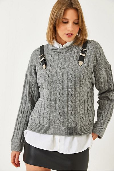 Bianco Lucci Pulover de damă din tricotaje cu centură pe umăr 241232 60261262