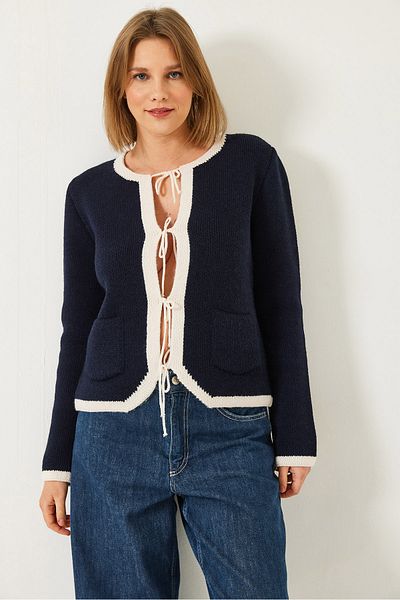 Bianco Lucci Women's Front Lace-Up Cardigan 241140 60261260