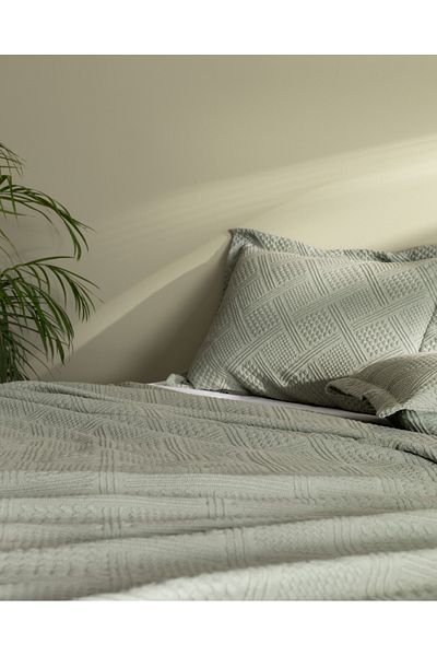 Madame Coco Triangle King Size Khaki Bedspread - 100% Cotton