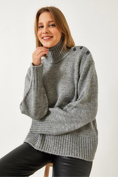 Bianco Lucci Pulover de damă din tricotaje cu guler cu nasturi 241235 60261259