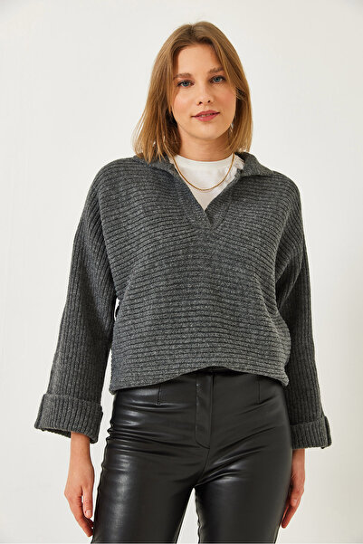 Bianco Lucci Women's Self Sleeve Placket Knitwear Sweater 231153 60261263