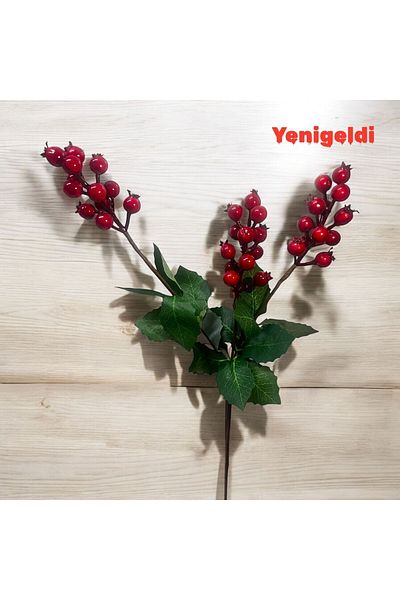Yenigeldi Στολίδι Πρωτοχρονιάτικο Στολίδι Kokina και Φύλλα 60 cm - 2 τεμάχια με 3 κλαδιά T1122