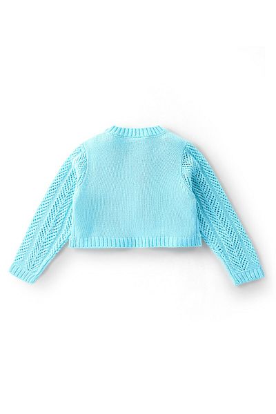Babyhug Babyhug Full Sleeves Woollen Shrugs - Aqua Blue