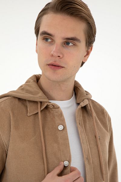U.S. Polo Assn. Ανδρικό μακρυμάνικο πουκάμισο Camel 50292451-VR015