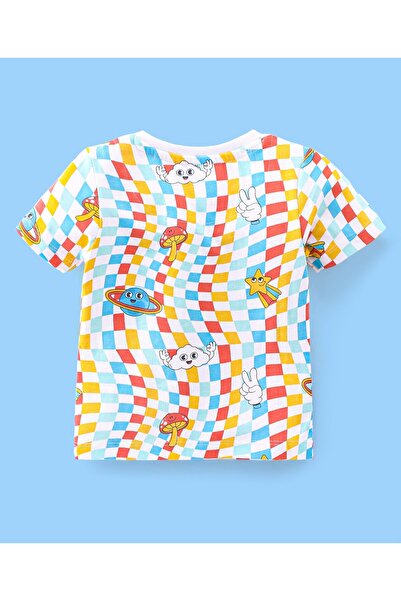 Babyhug Babyhug 100% Cotton Knit Single Jersey Half Sleeve T-Shirt & Shorts/Co/ord Set Checkered-Multicolour