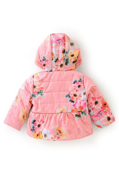 Babyoye Babyoye Full Sleeves Floral Printed Hooded Jacket - Pink