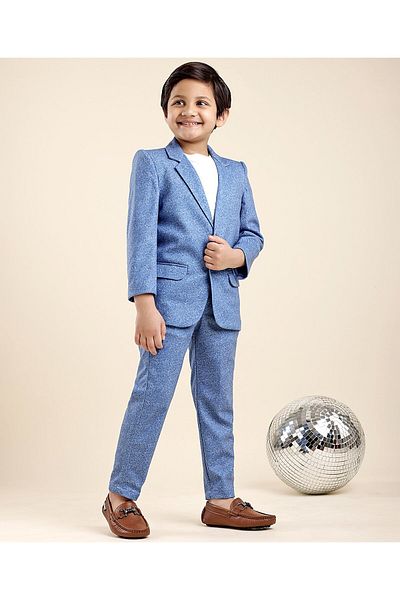 Babyhug Babyhug Full Sleeves Party Suit with Solid - Blue