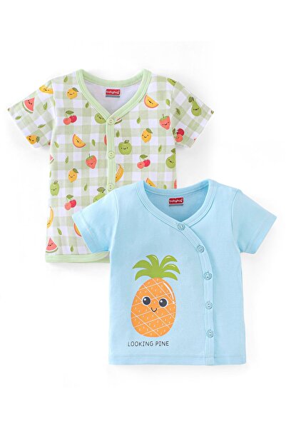 Babyhug Babyhug 100% Cotton Half Sleeves Vests Checks & Pineapple Print Pack ...