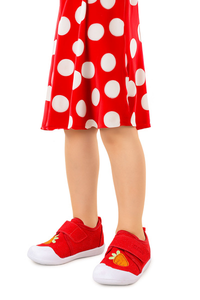 KARAMAZI Strawberry Velcro Baby Girl First Step Slippers Shoes