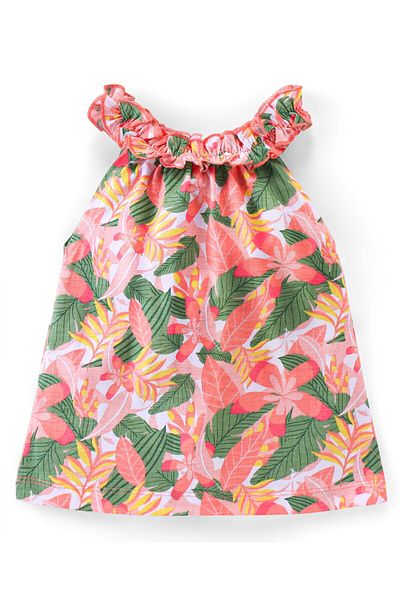 Babyhug Babyhug 100% Cotton Knit Sleeveless Top and Shorts Floral Print - Green & Coral