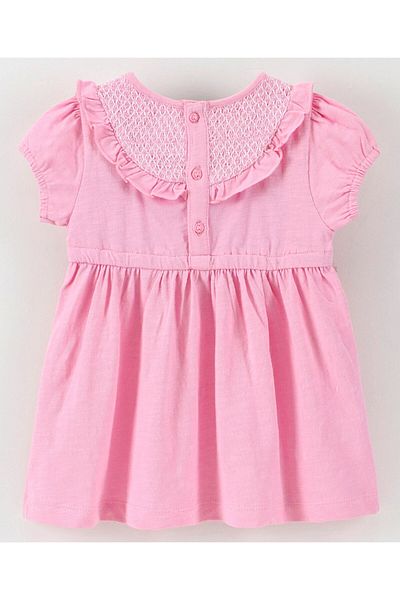 Babyhug Babyhug 100% Cotton Half Sleeves Frock - Pink