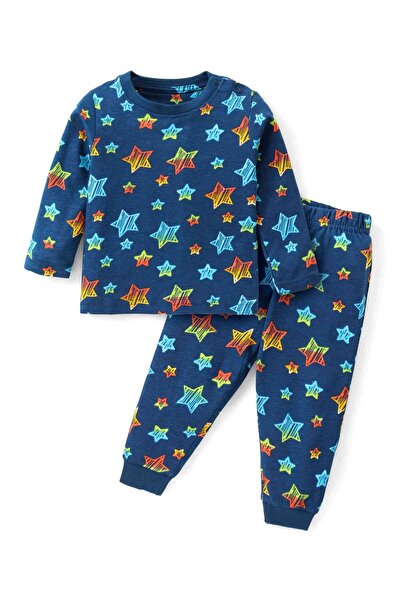 Babyhug Star patterned nightgown set - navy blue