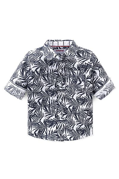 Babyhug Babyhug 100% Cotton Knit Full Sleeves Shirt & Jeans Tropical - Blue Black & White